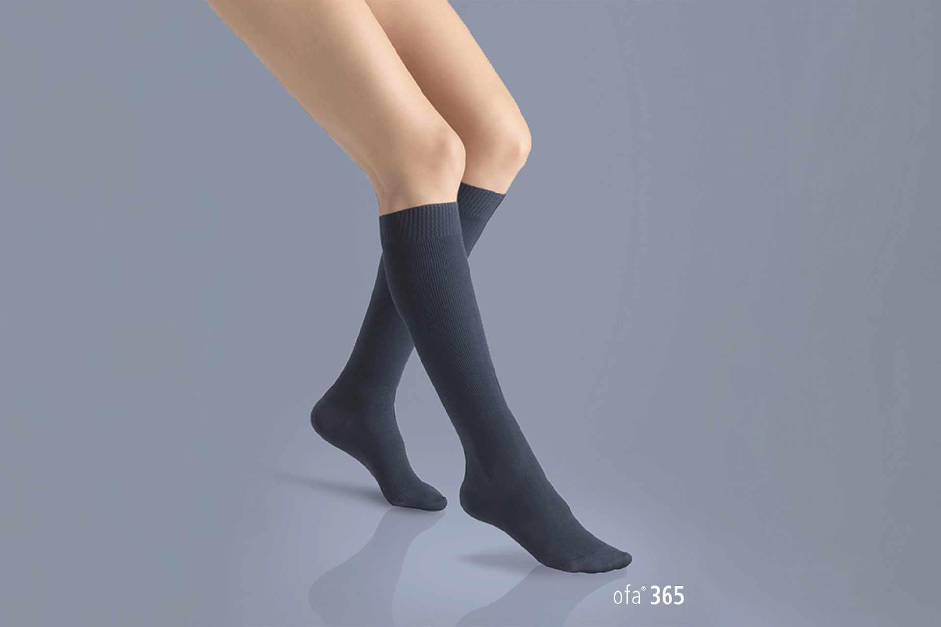 Ofa 365 - Gambaletto Cotone Calze al ginocchio, da viaggio, unisex, rivitalizzanti (antracite, III 42/44) 1 paio